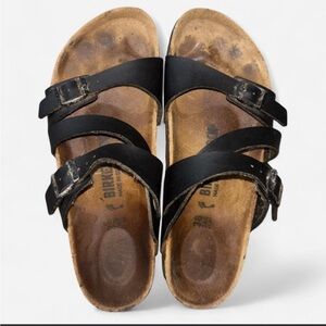 Birkenstock Black Leather Strappy Sandals